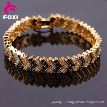 New Gold Kangan Design 18k Gold Plated CZ Copper Bracelet